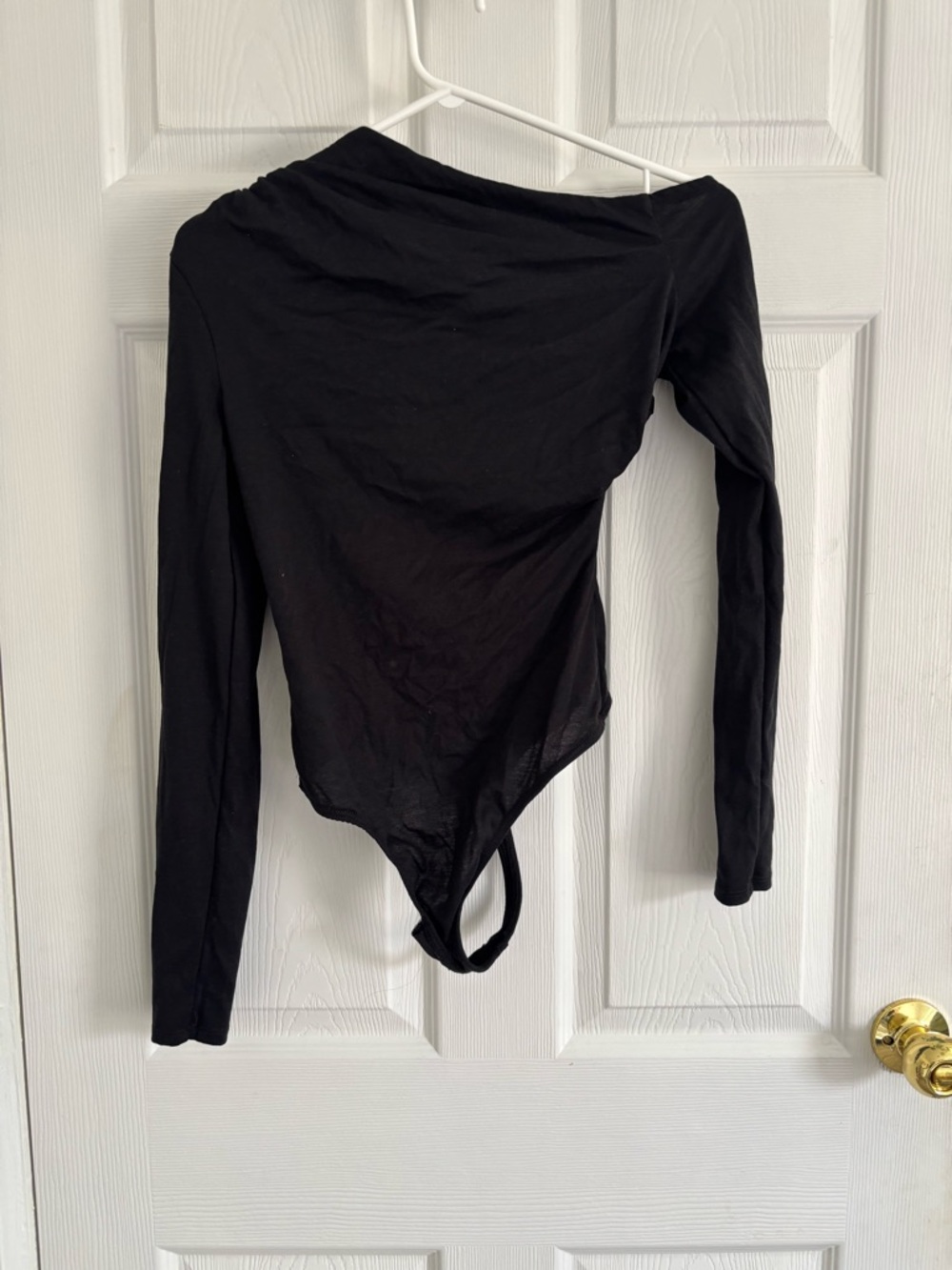 Urban Outfitters Black Long-Sleeve Asymmetric Bodysuit